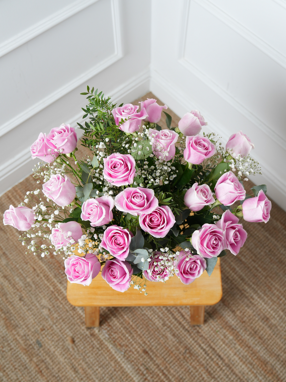 24 Long Stem Pink Roses - Vase