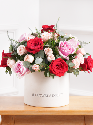 Valentine 12 Red & Pink Rose - Hatbox