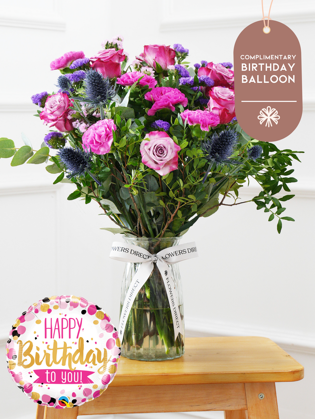 Birthday Purple Majesty - Vase (Complimentary Birthday Balloon)