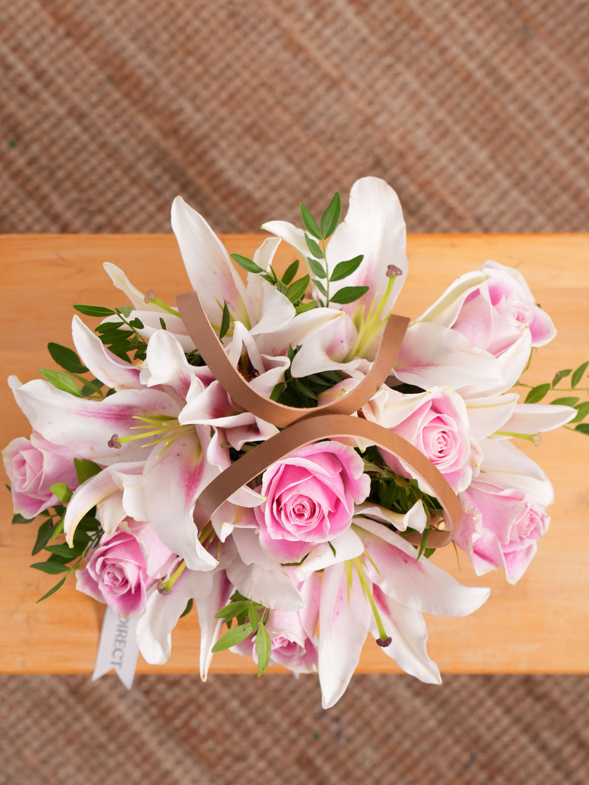 Pink Roses and Pink Lily Basket