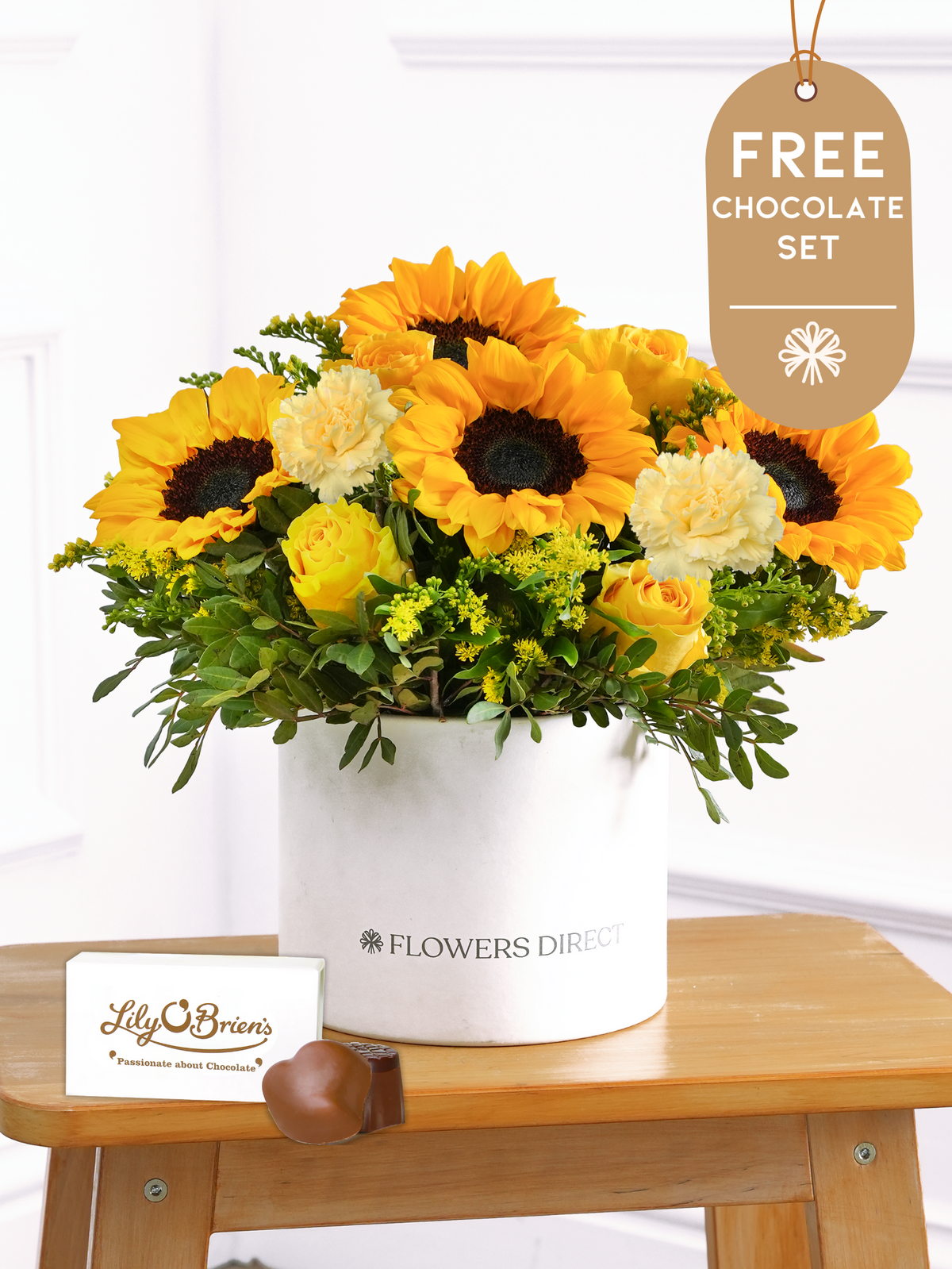Thank You Sunny Flower - Hatbox with Free Chocolate Set