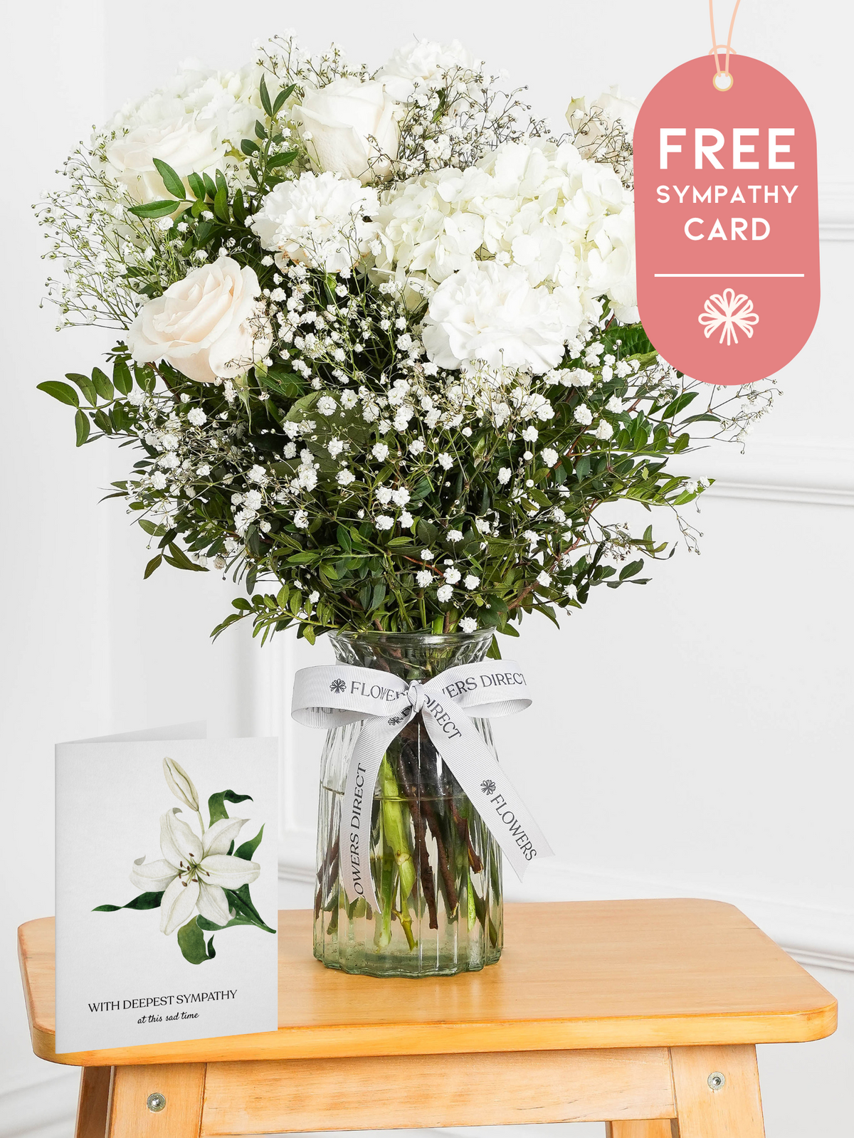 Sympathy Pure Bliss - Vase with Free Sympathy Card