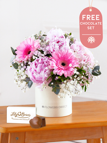 Thank You Peony Sweetheart - Hatbox with Free Chocolate Set