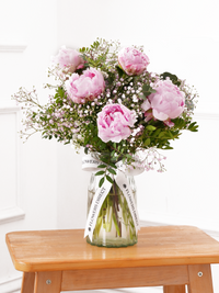 Pink Peony - Vase – The Pink Peony Vase with gypsophila fillers is the perfect gift for any occasion....