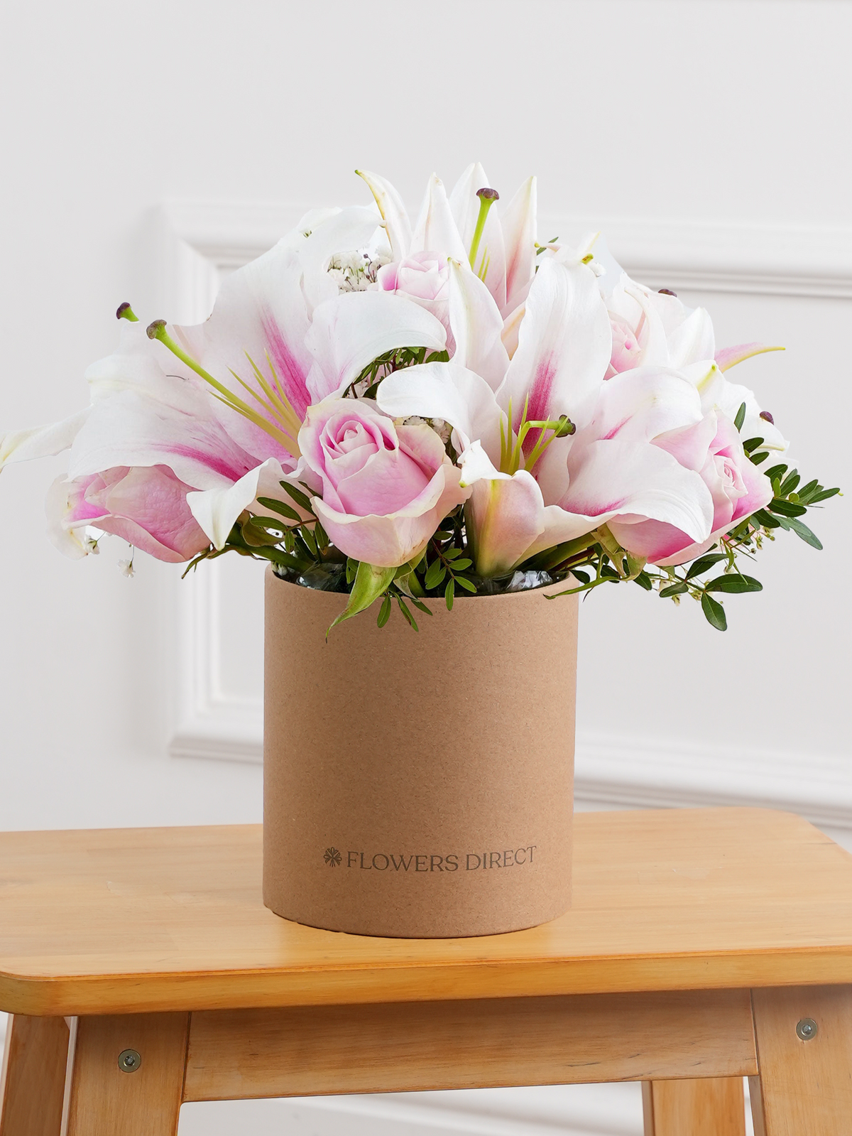 Pink Roses and Pink Lily - Hatbox