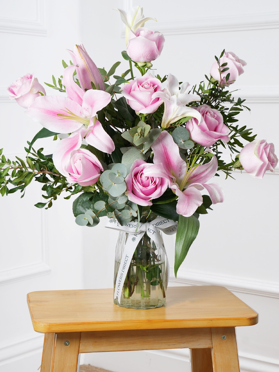 Mother's Day Pink Roses and Pink Lily - Vase
