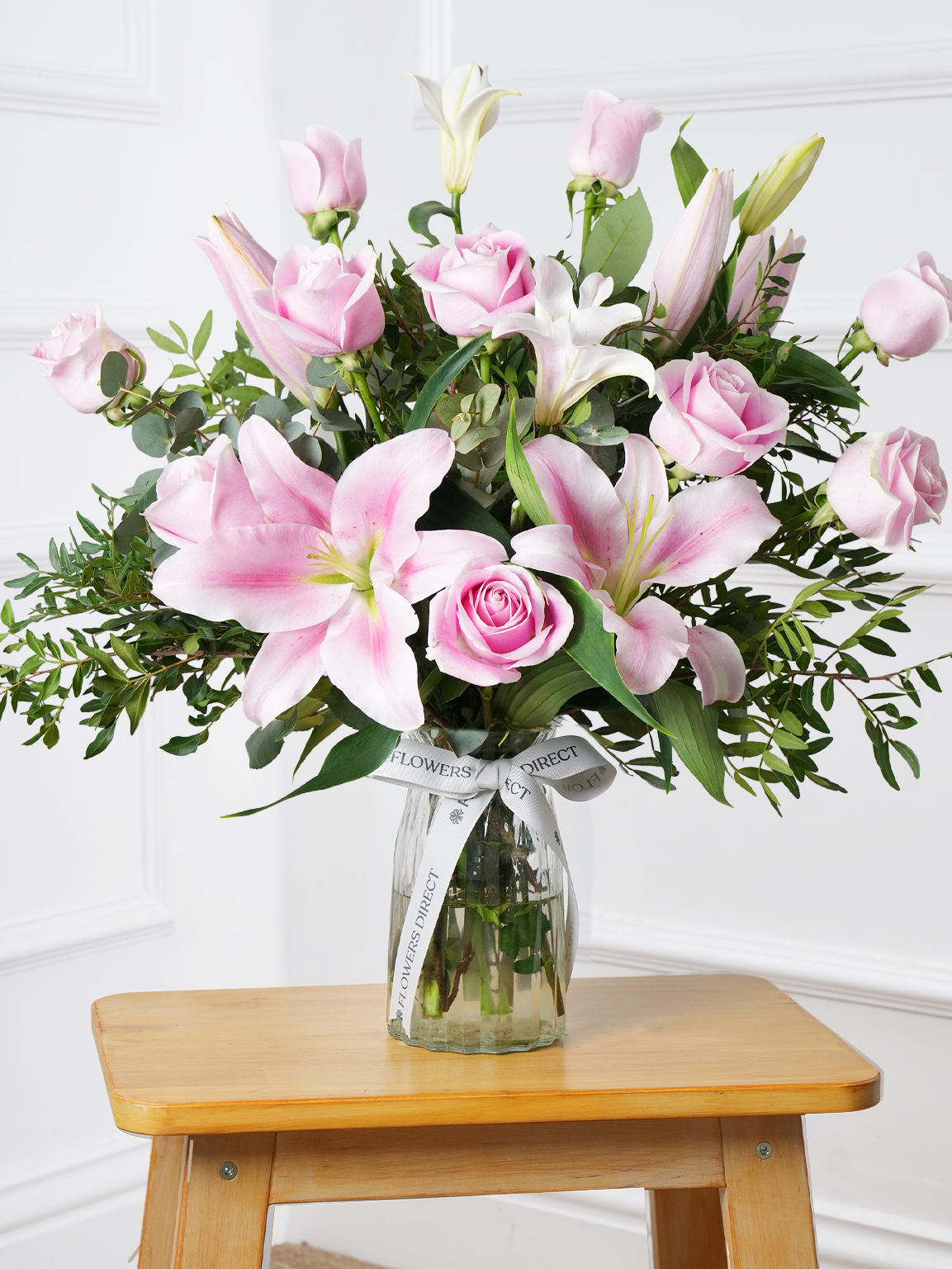Mother's Day Pink Roses and Pink Lily - Vase