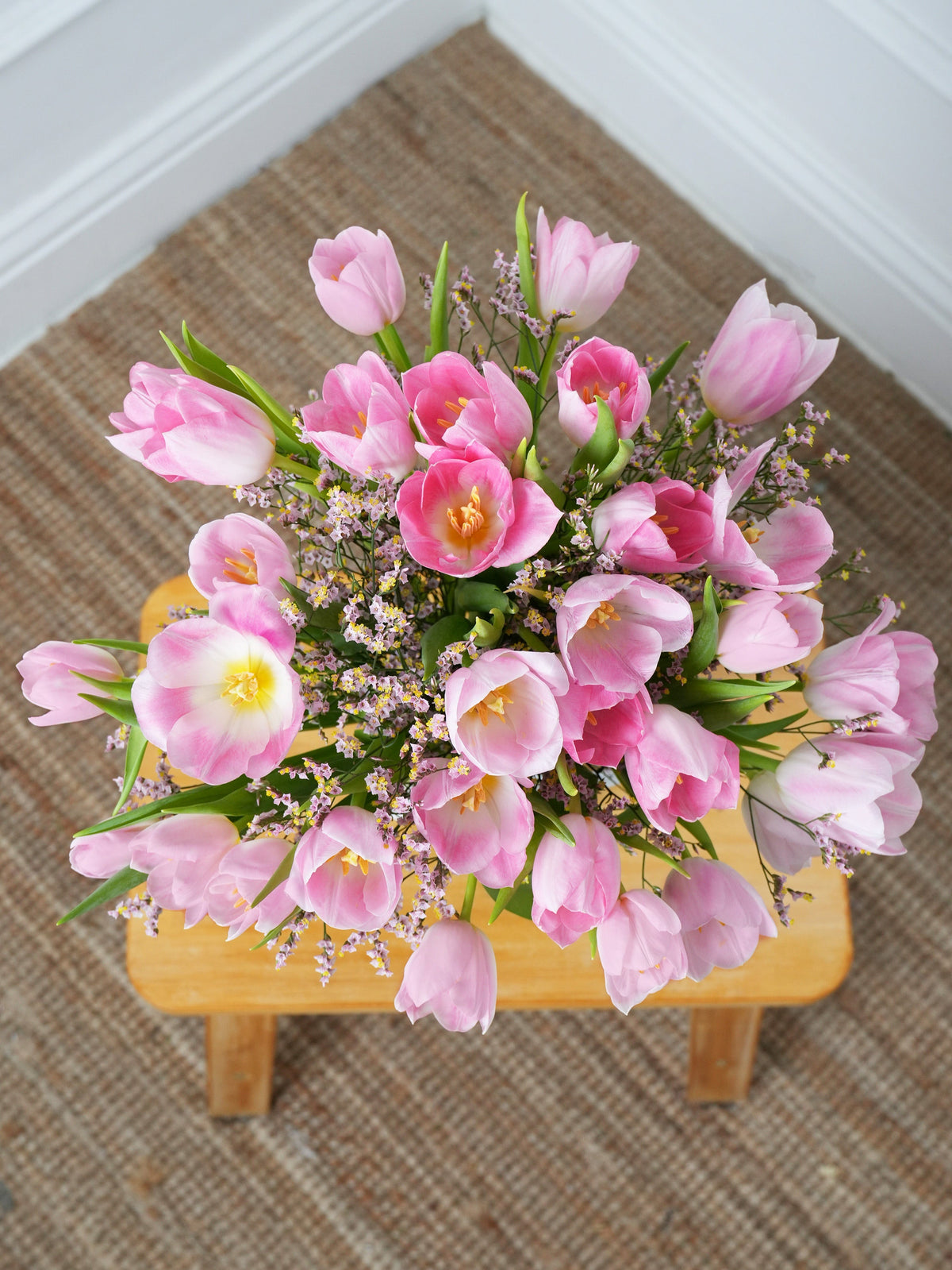 Mother&#39;s Day Pink Tulips - Vase with Free Chocolate Set