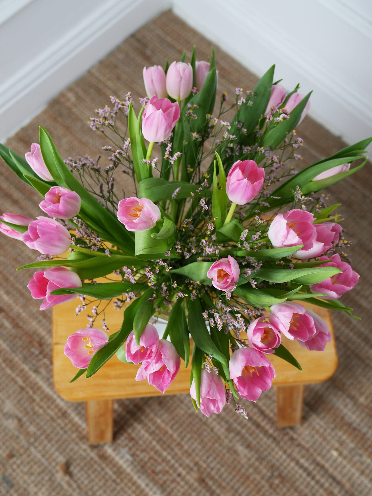 Mother&#39;s Day Pink Tulips - Vase with Free Chocolate Set