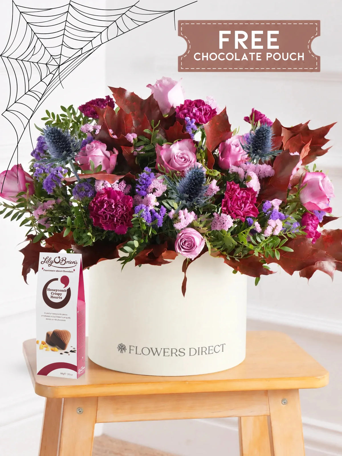 Autumn Purple Majesty Hatbox with Free Chocolate Pouch