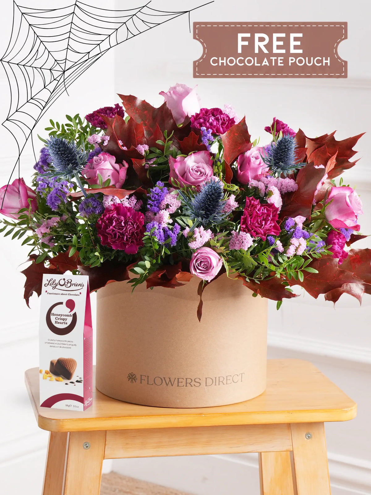 Autumn Purple Majesty Hatbox with Free Chocolate Pouch