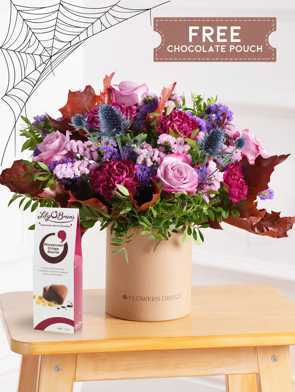 Autumn Purple Majesty Hatbox with Free Chocolate Pouch