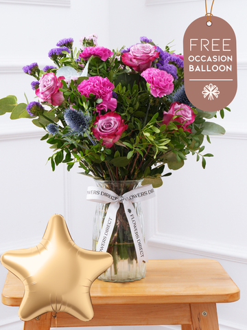 Purple Majesty Vase with Free Balloon to Match the Occasion