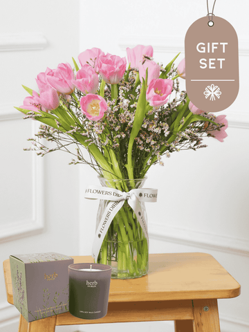 Pink Tulips - Vase Gift Set