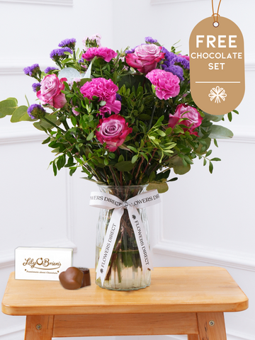 Mother's Day Purple Majesty - Vase with Free Chocolate Set