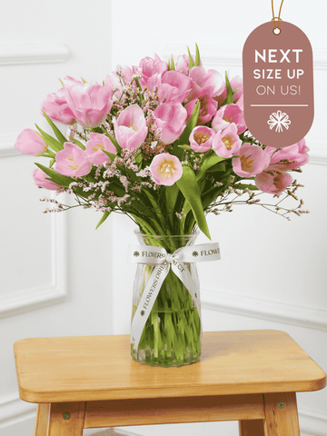 Pink Tulips Vase Next Size Up – On Us!