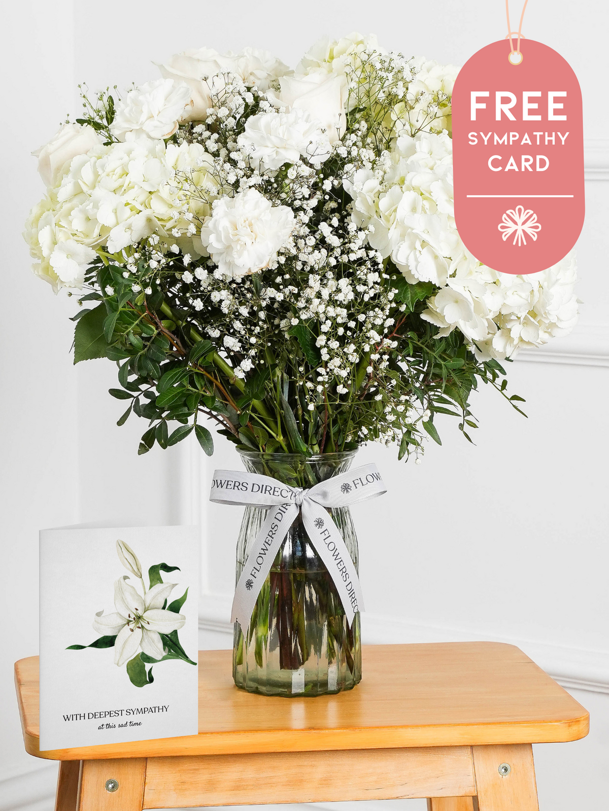 Sympathy Pure Bliss - Vase with Free Sympathy Card