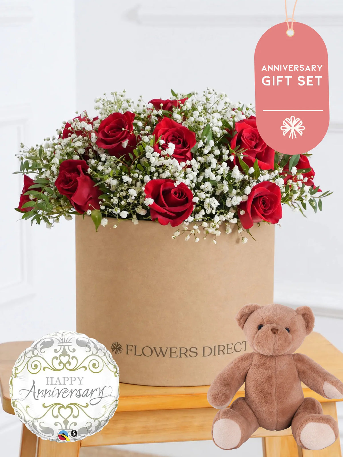 Anniversary Red Roses - Hatbox Gift Set