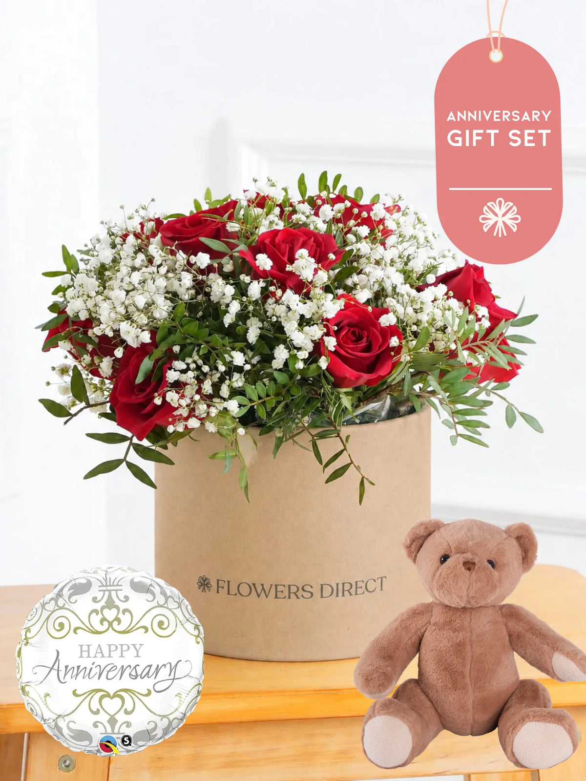 Anniversary Red Roses - Hatbox Gift Set