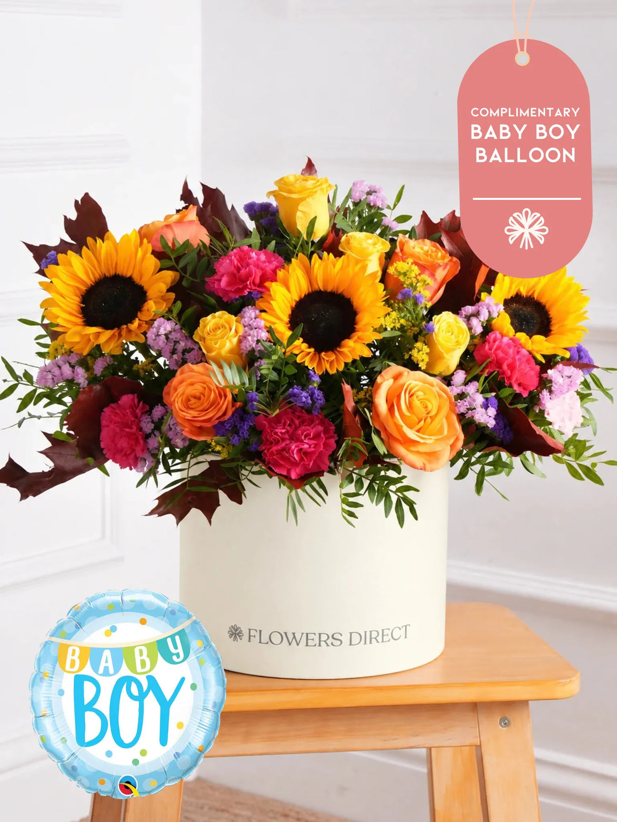 Baby Boy Autumn Charm - Hatbox (Complimentary Baby Boy Balloon)