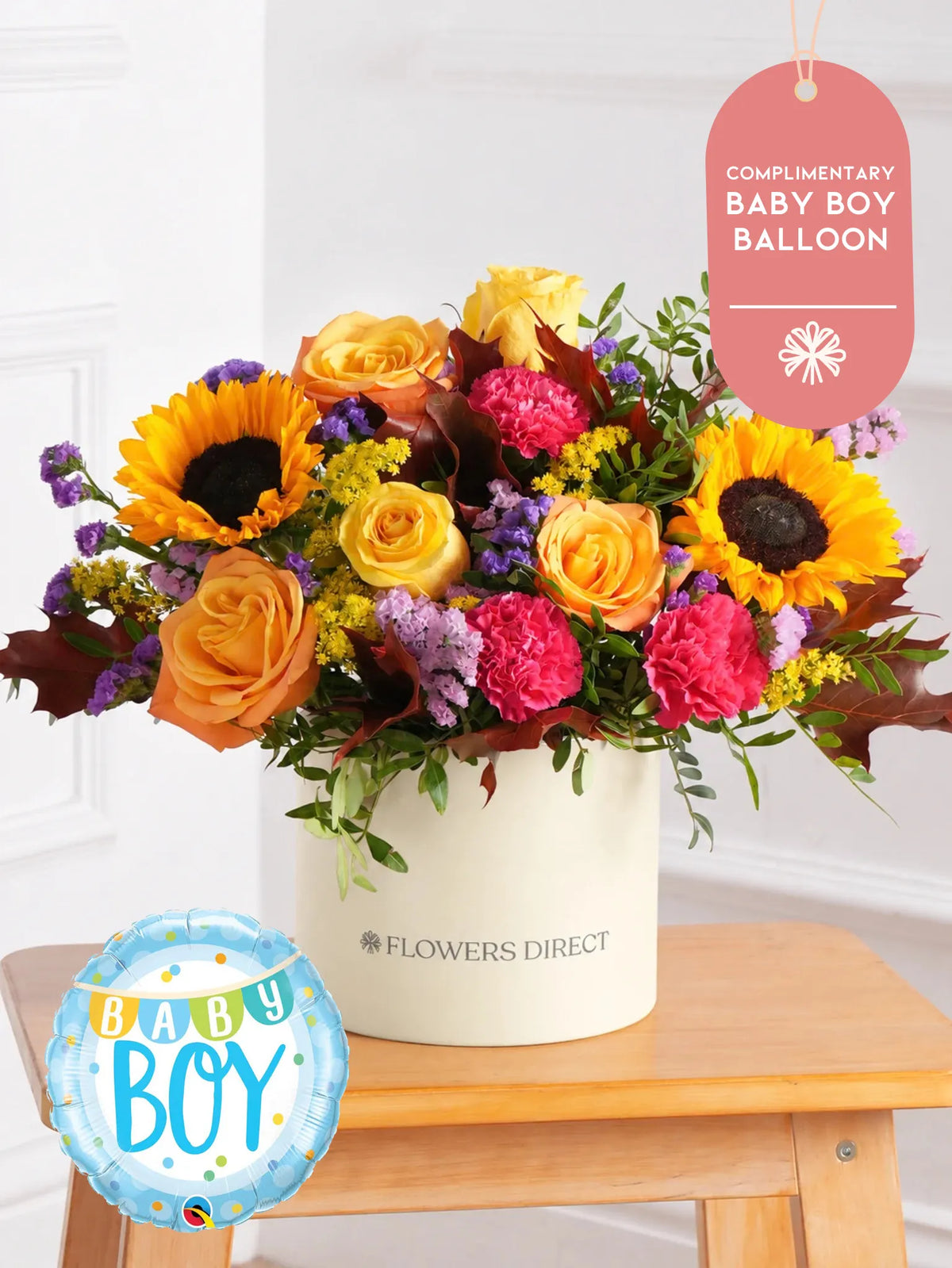 Baby Boy Autumn Charm - Hatbox (Complimentary Baby Boy Balloon)