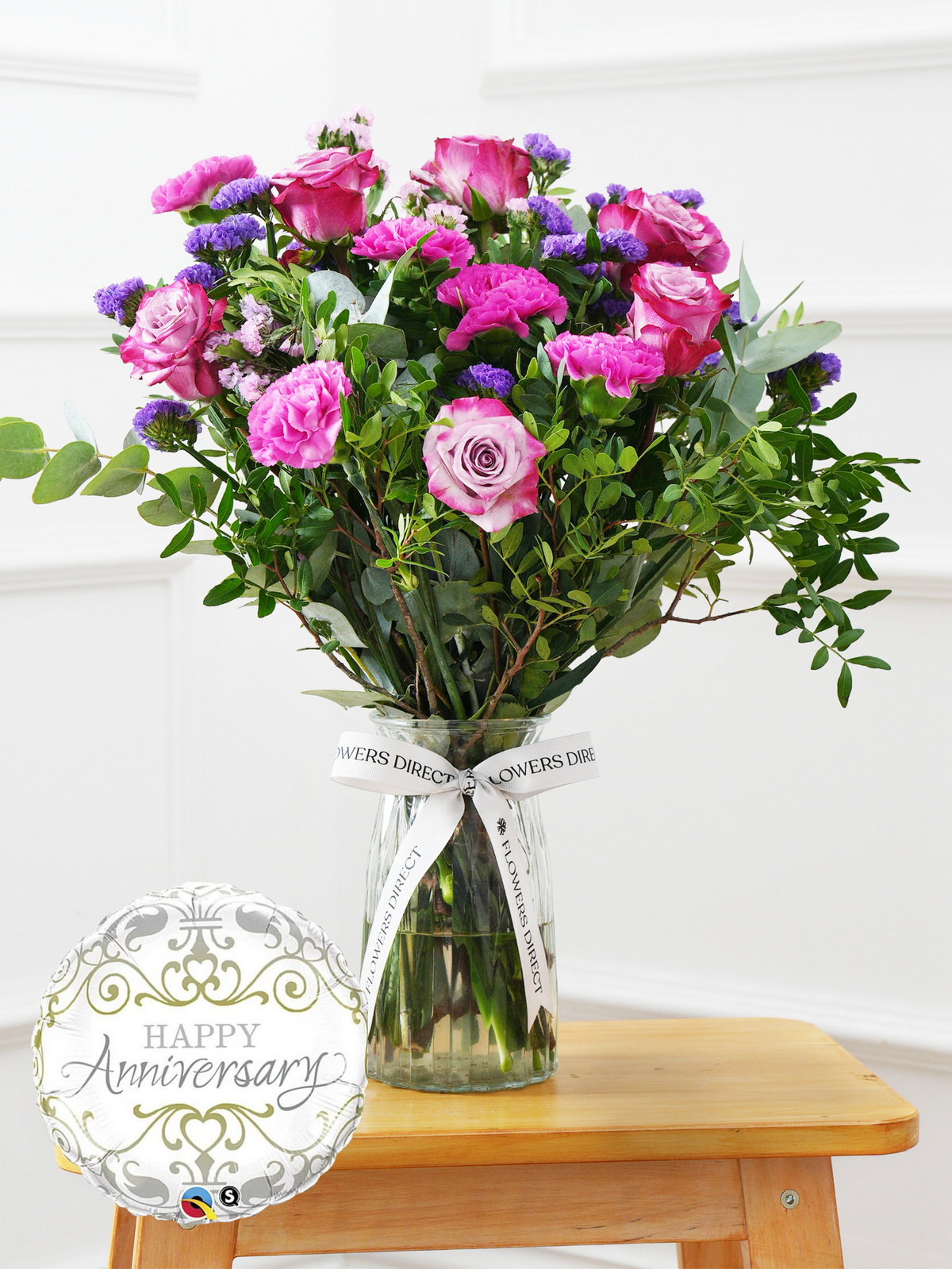 Anniversary Purple Majesty - Vase with Free Anniversary Balloon