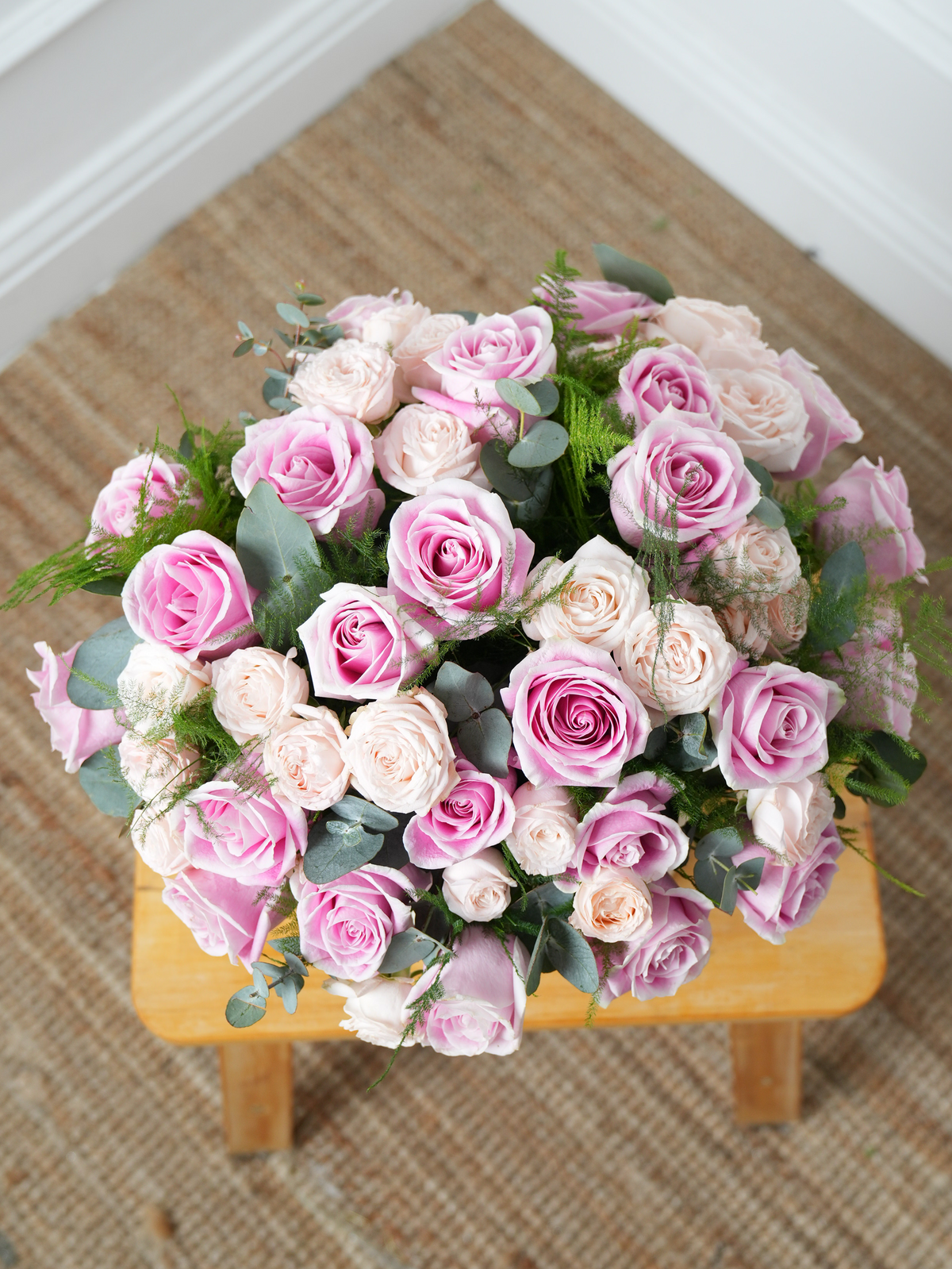 Valentine 24 Pink Roses - Hatbox