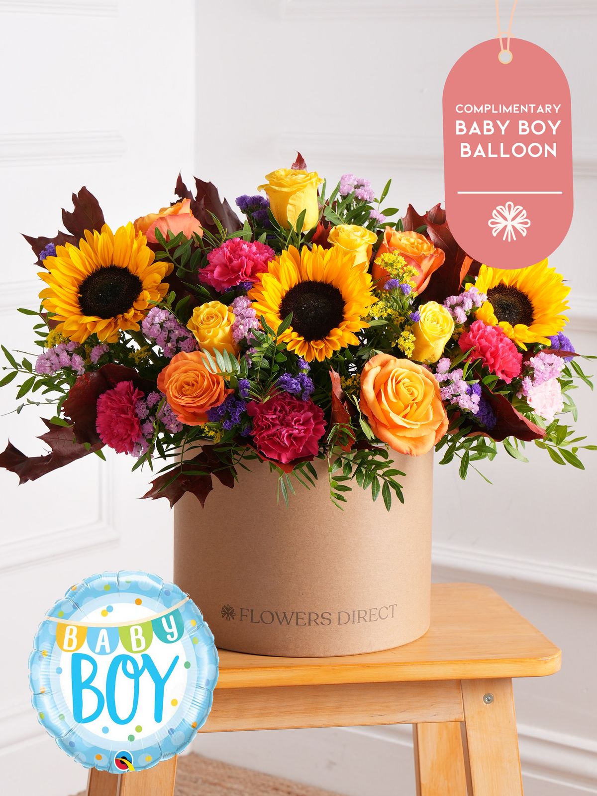 Baby Boy Autumn Charm - Hatbox (Complimentary Baby Boy Balloon)