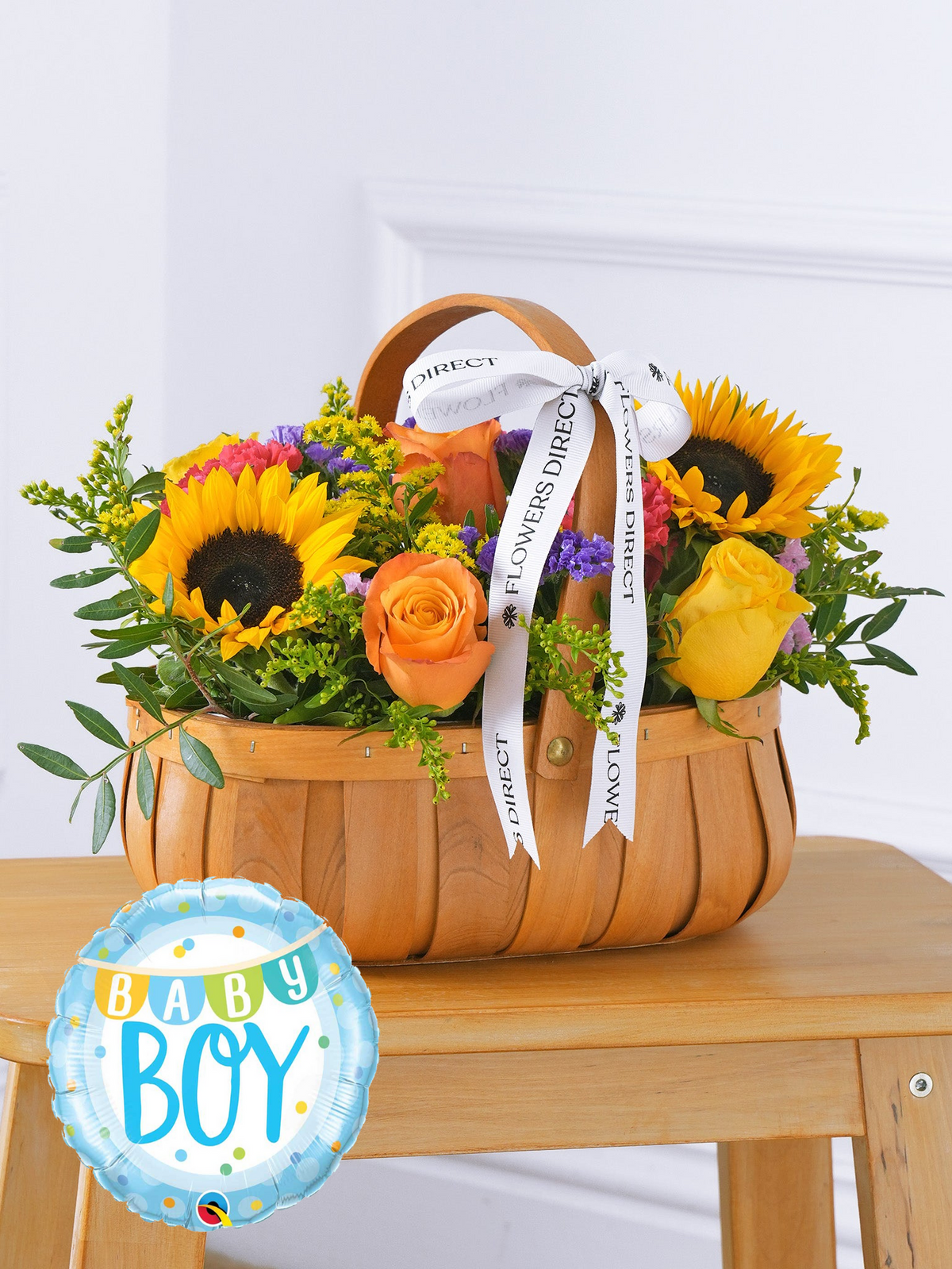 Baby Boy Colour Burst - Basket (Complimentary Baby Boy Balloon)