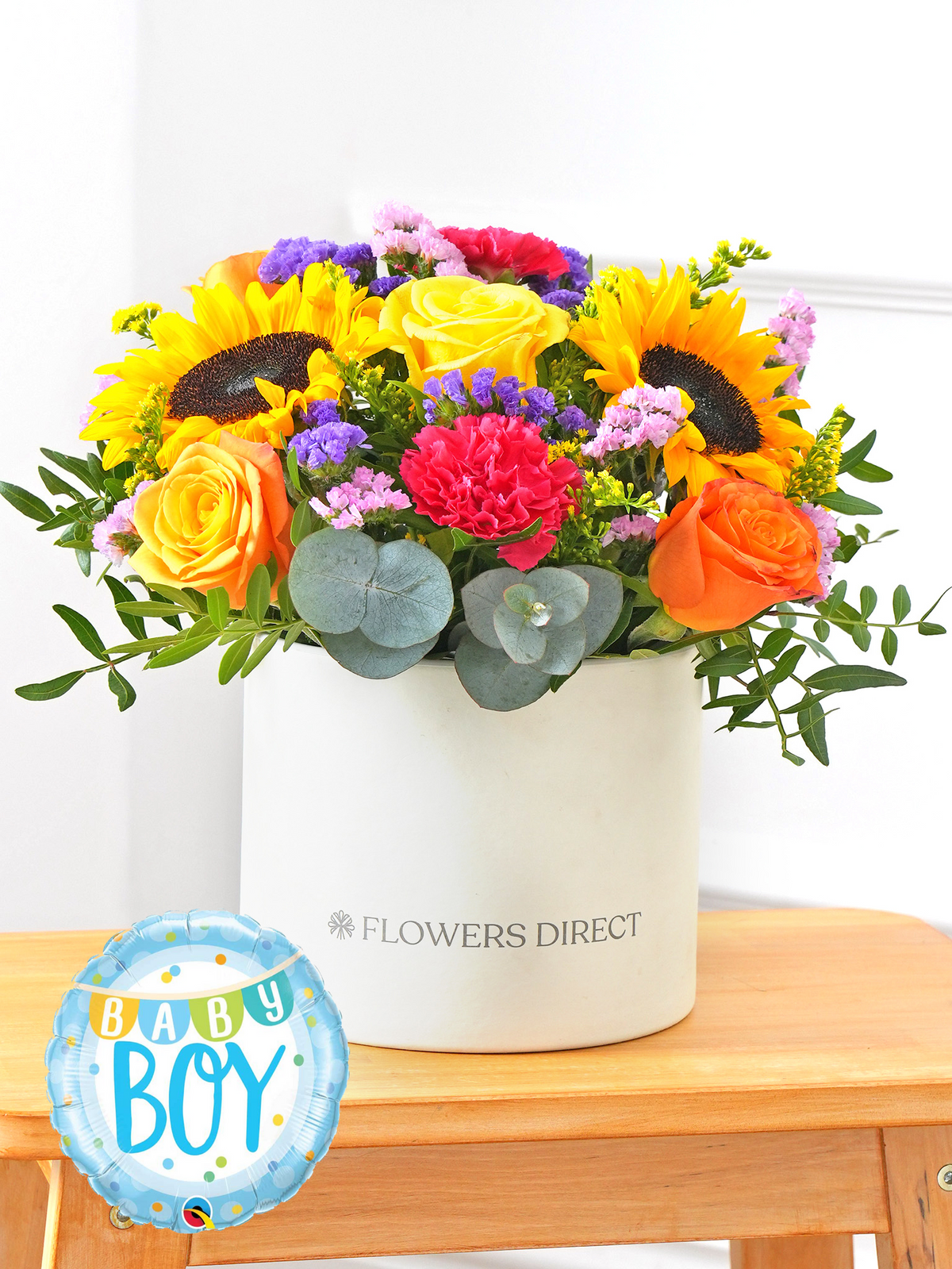 Baby Boy Colour Burst - Hatbox (Complimentary Baby Boy Balloon)