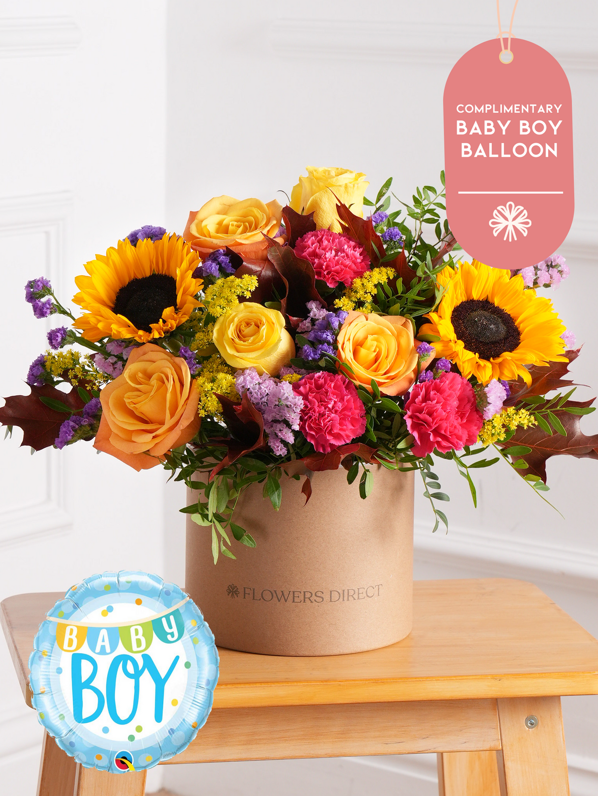 Baby Boy Autumn Charm - Hatbox (Complimentary Baby Boy Balloon)