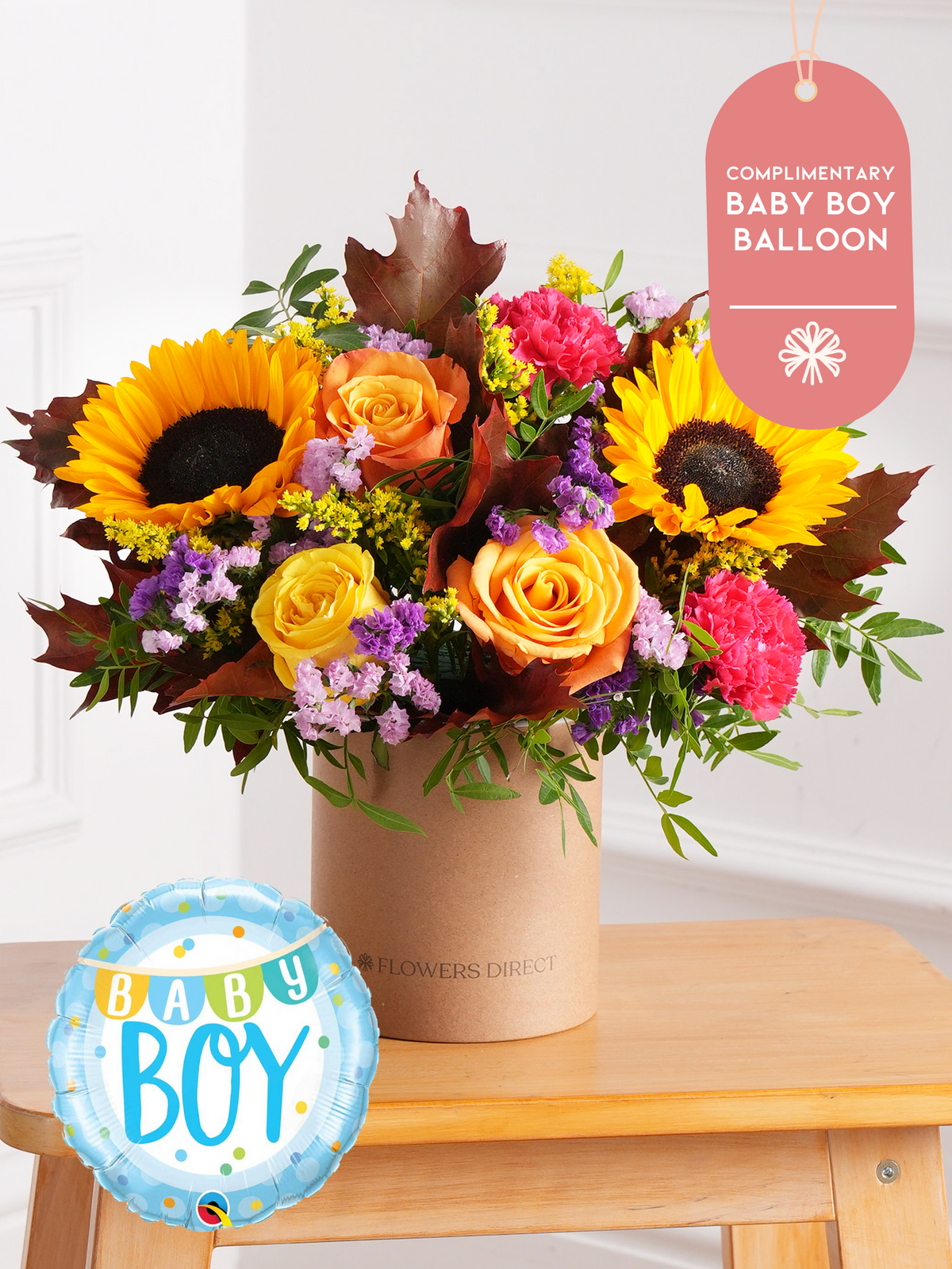 Baby Boy Autumn Charm - Hatbox (Complimentary Baby Boy Balloon)