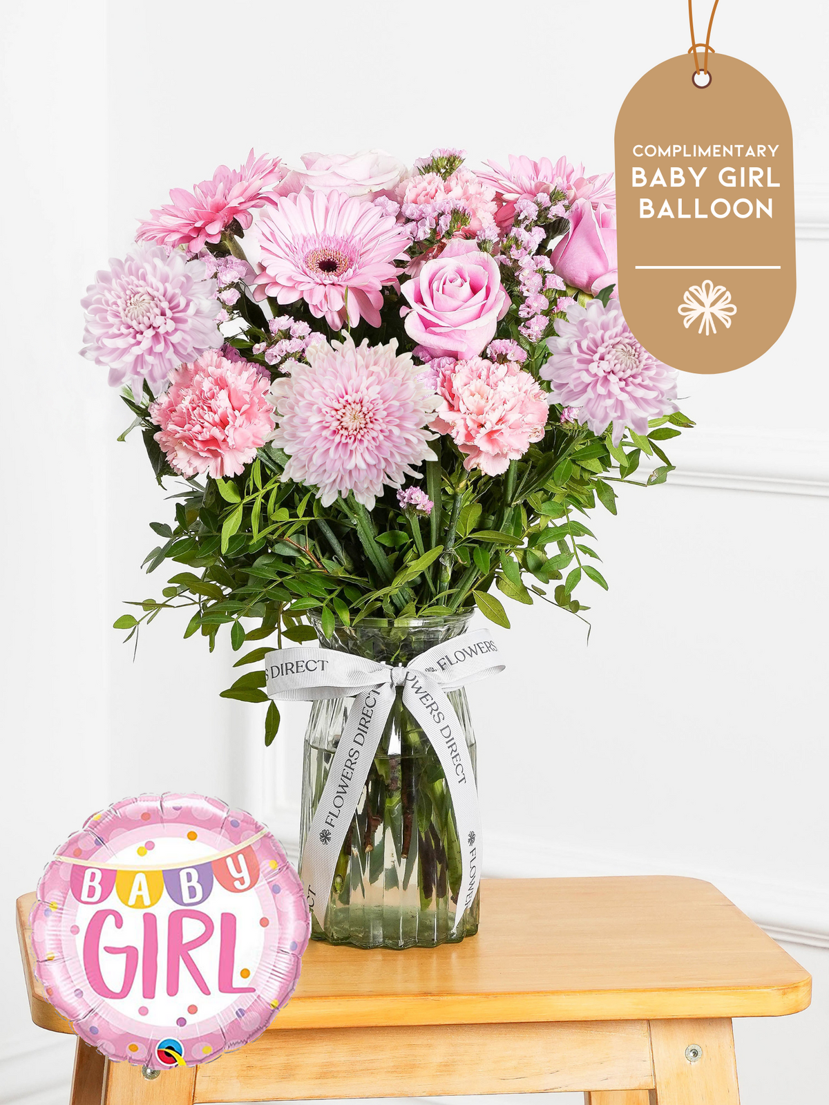 Baby Girl Darling - Vase (Complimentary Baby Girl Balloon)