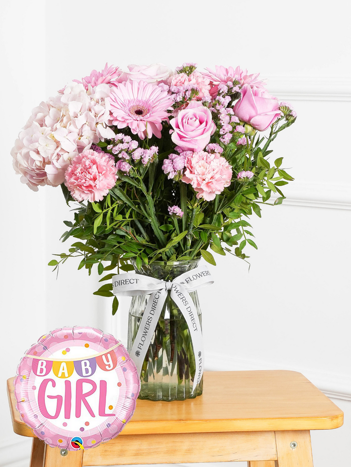 Baby Girl Sweetheart - Vase (Complimentary Baby Girl Balloon)