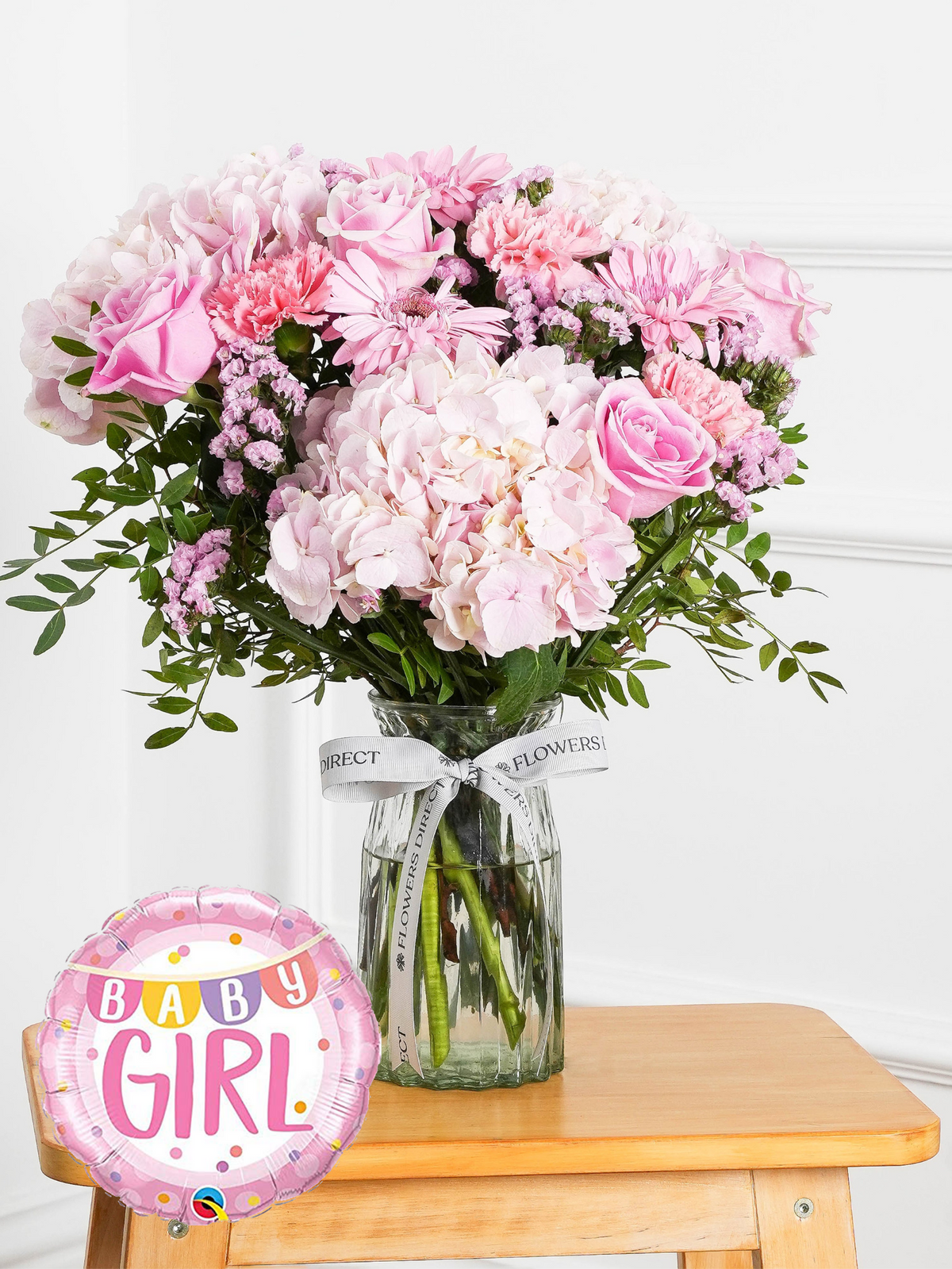 Baby Girl Sweetheart - Vase (Complimentary Baby Girl Balloon)