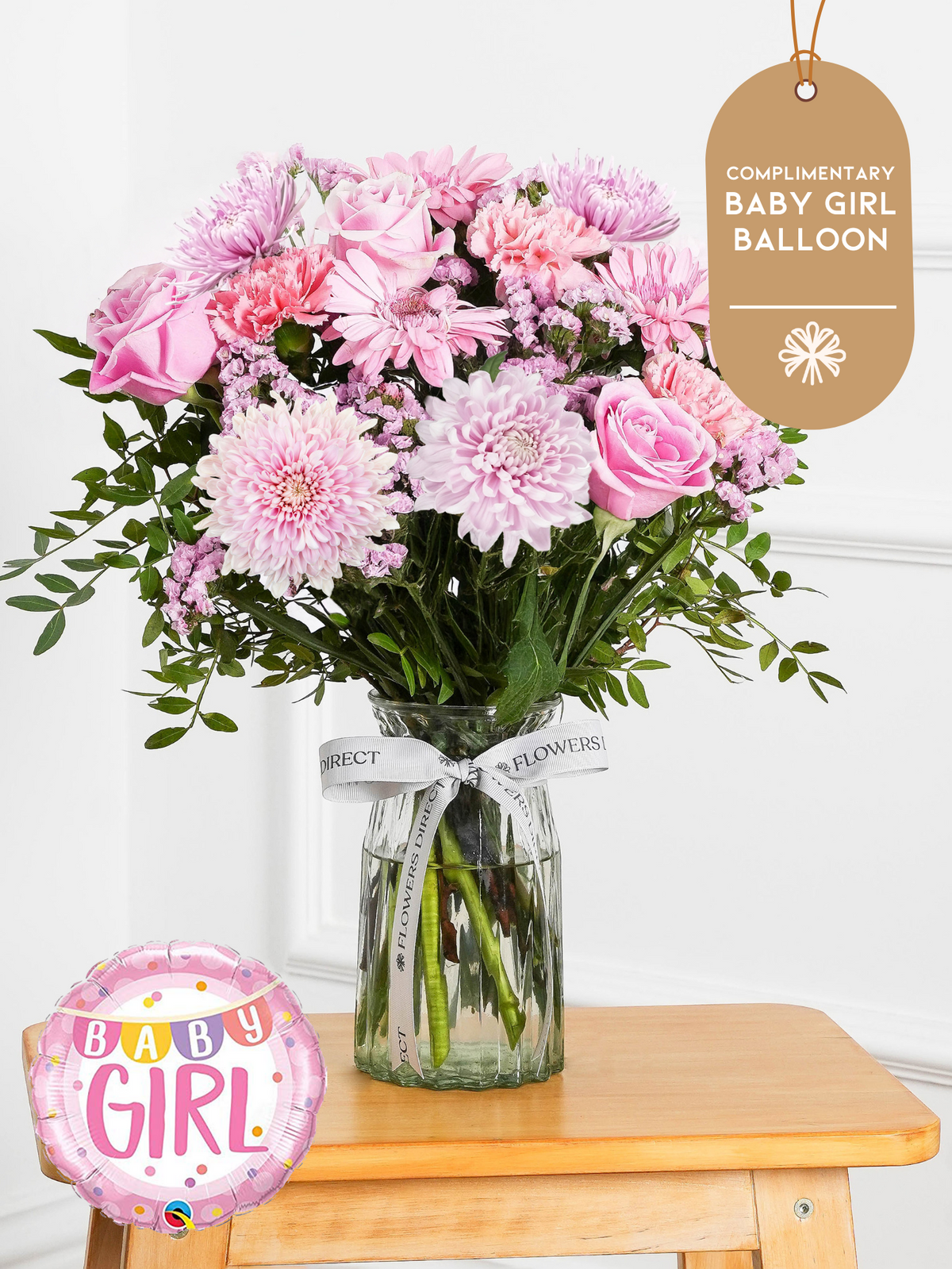 Baby Girl Darling - Vase (Complimentary Baby Girl Balloon)