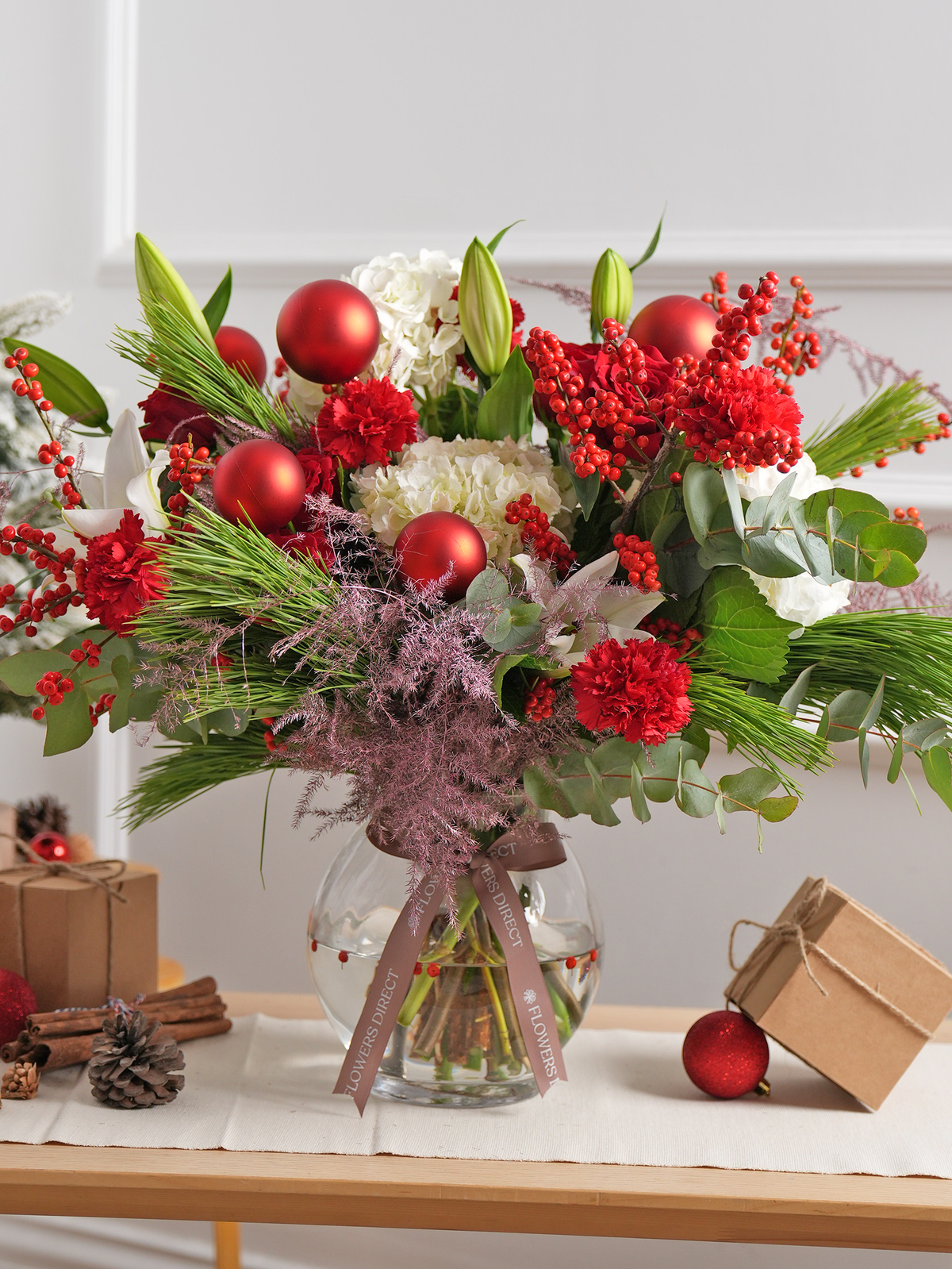 Berry Red Christmas Splendor Vase