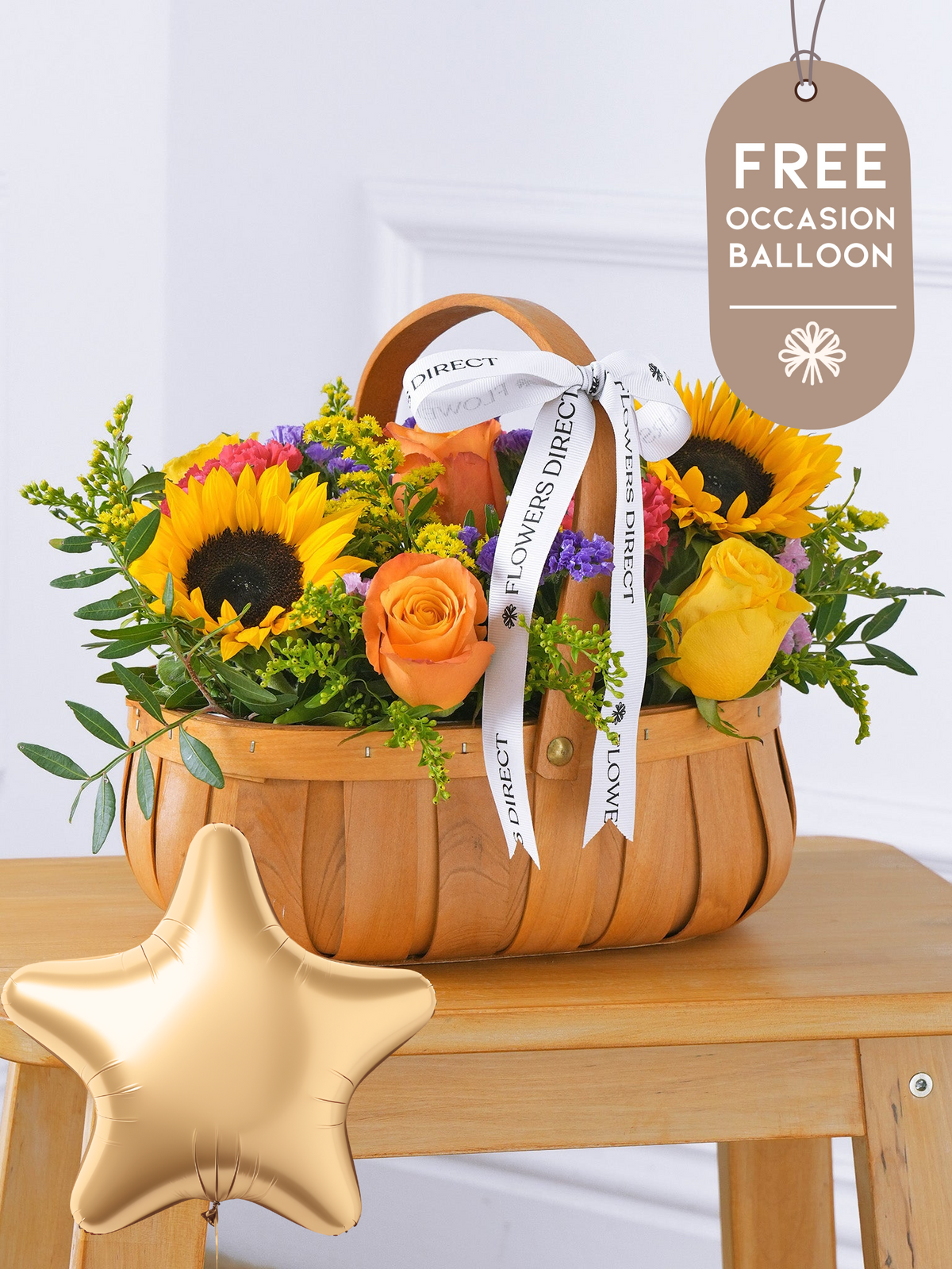 Colour Burst Basket with Free Balloon to Match the Occasion