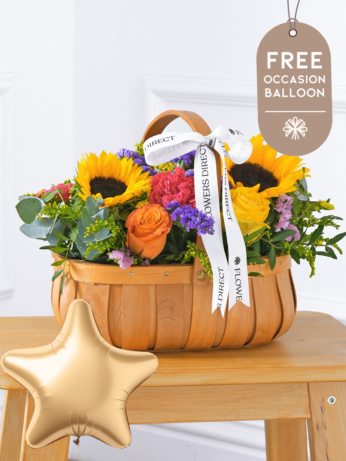 Colour Burst Basket with Free Balloon to Match the Occasion