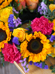 Colour Burst Wreath – This Colour Burst Funeral Wreath weaves together the vibrant hues of orange and yellow Roses,...