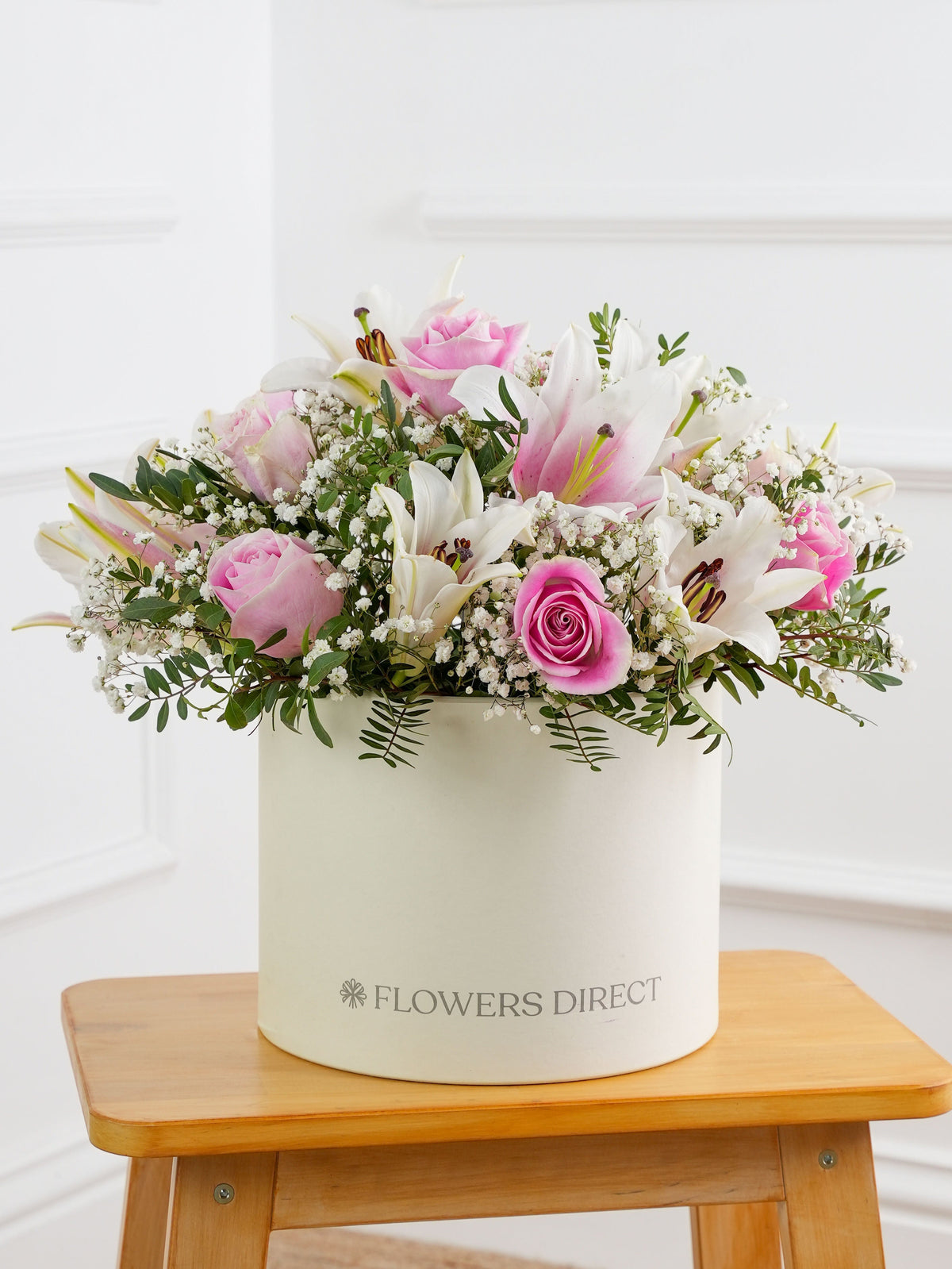 Mother's Day Pink Roses and Pink Lily - Hatbox