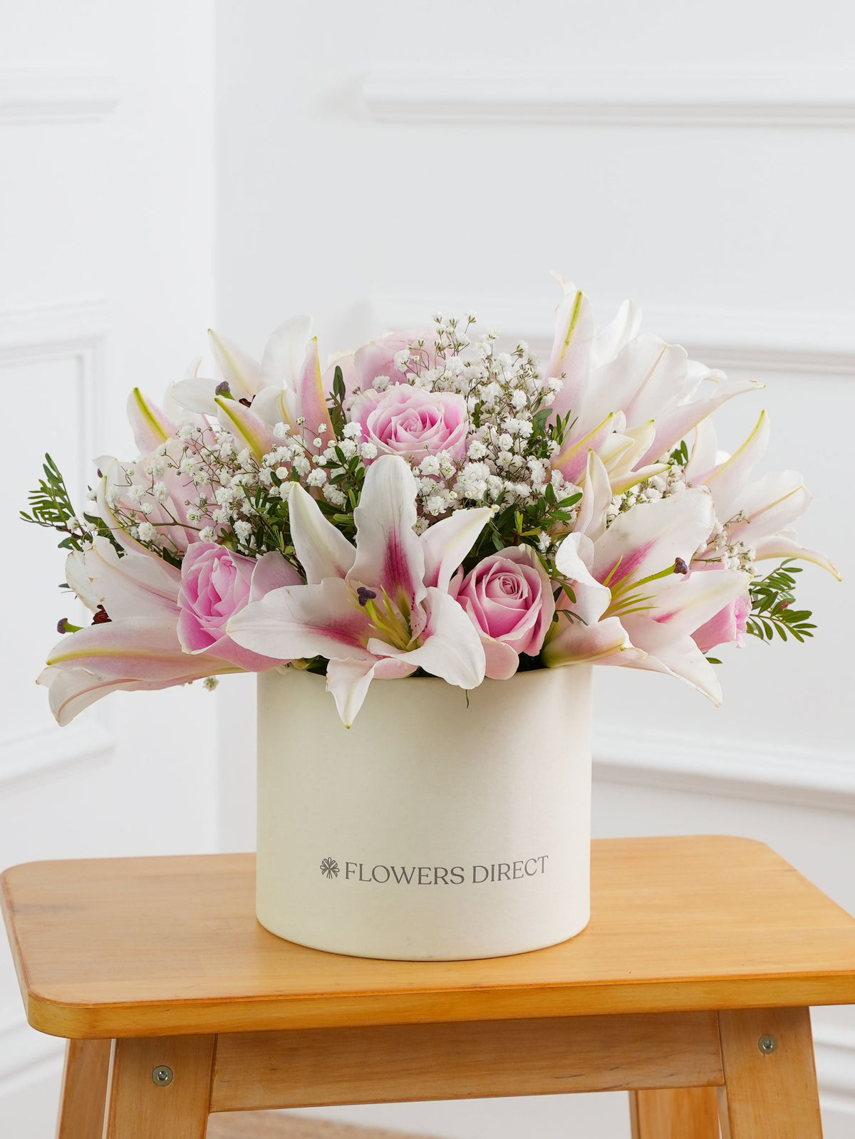 Mother's Day Pink Roses and Pink Lily - Hatbox