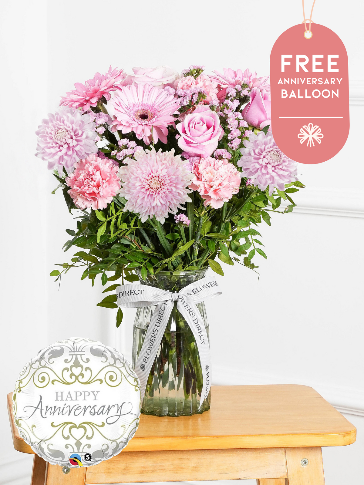 Anniversary Darling - Vase with Free Anniversary Balloon