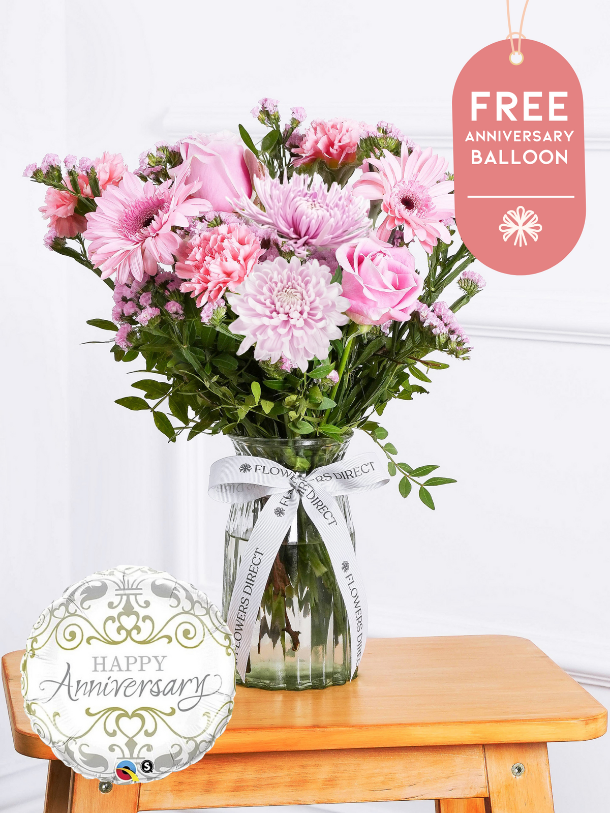 Anniversary Darling - Vase with Free Anniversary Balloon