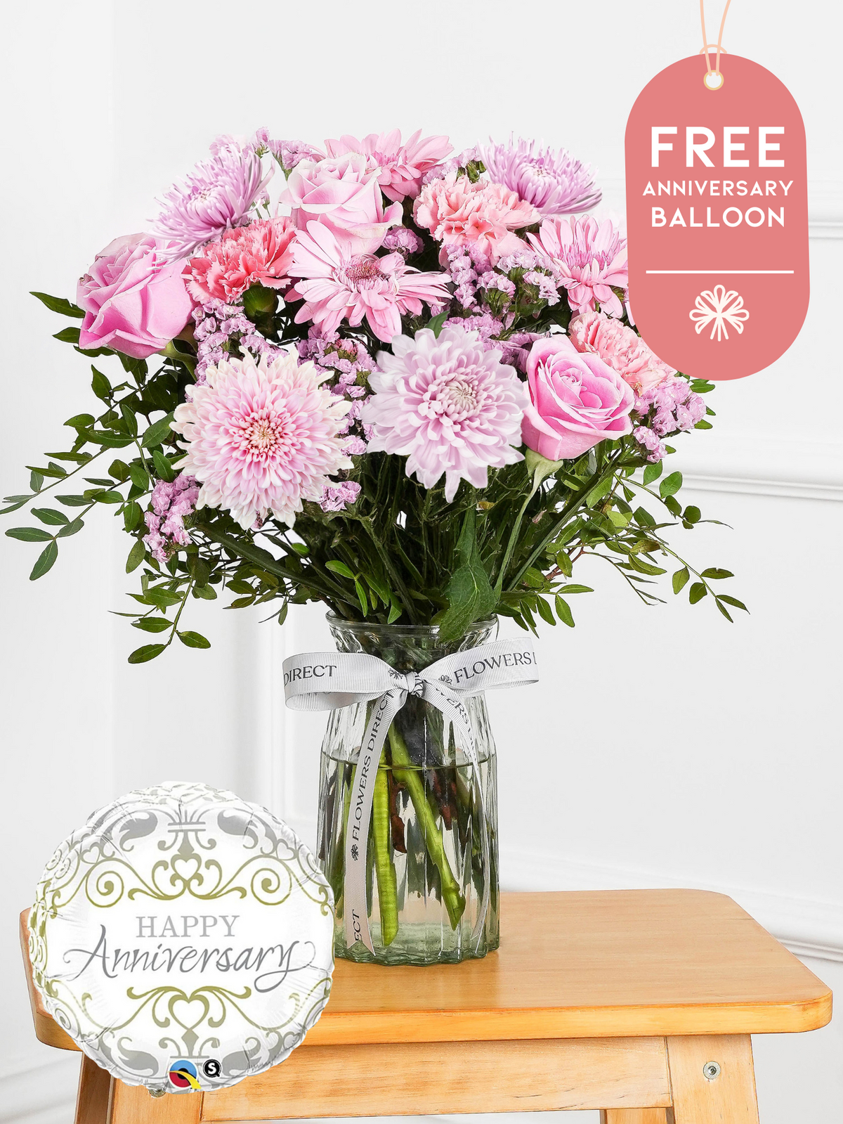 Anniversary Darling - Vase with Free Anniversary Balloon