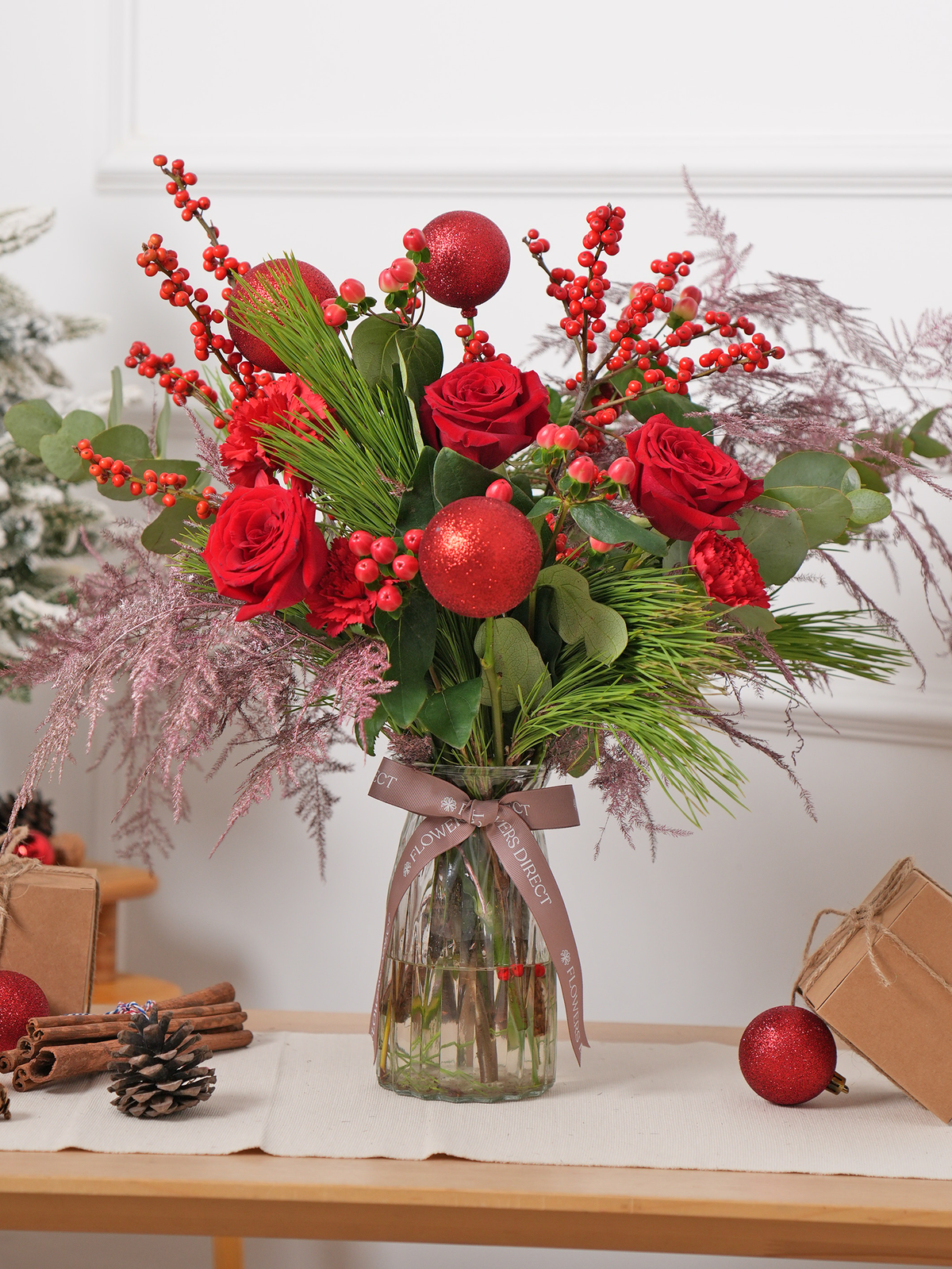 Berry Red Christmas Vase