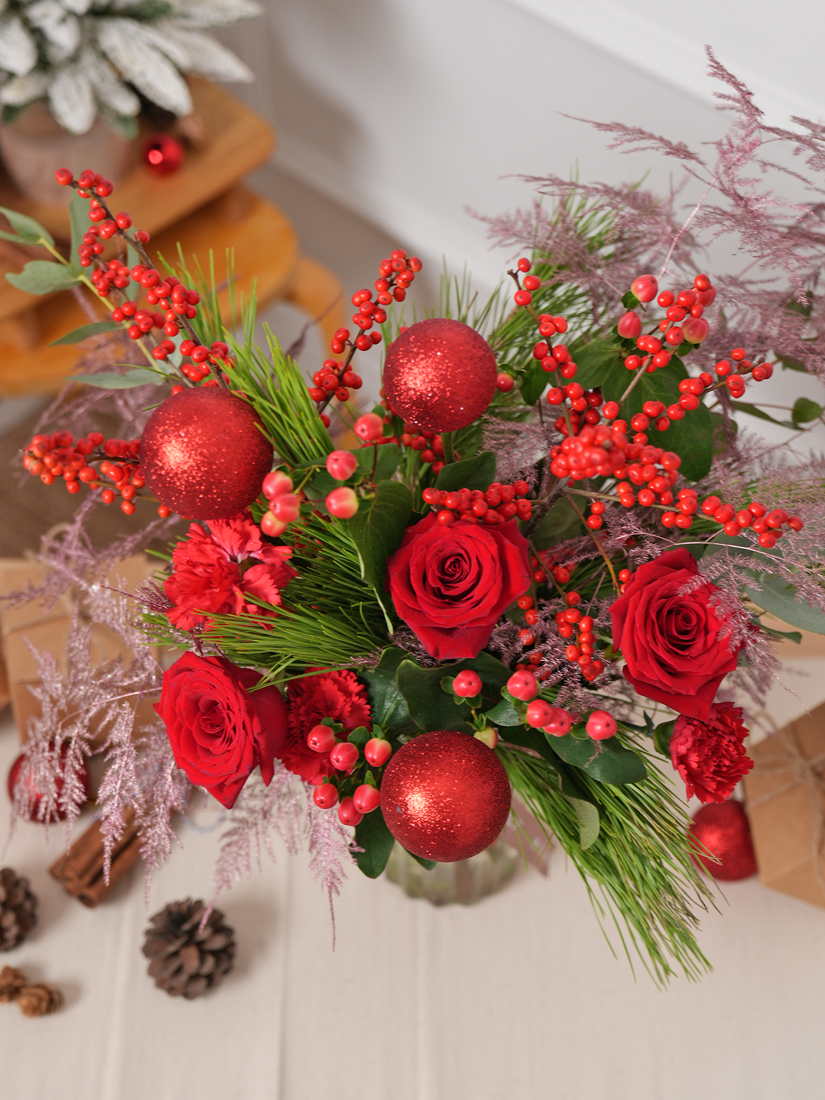 Berry Red Christmas Vase