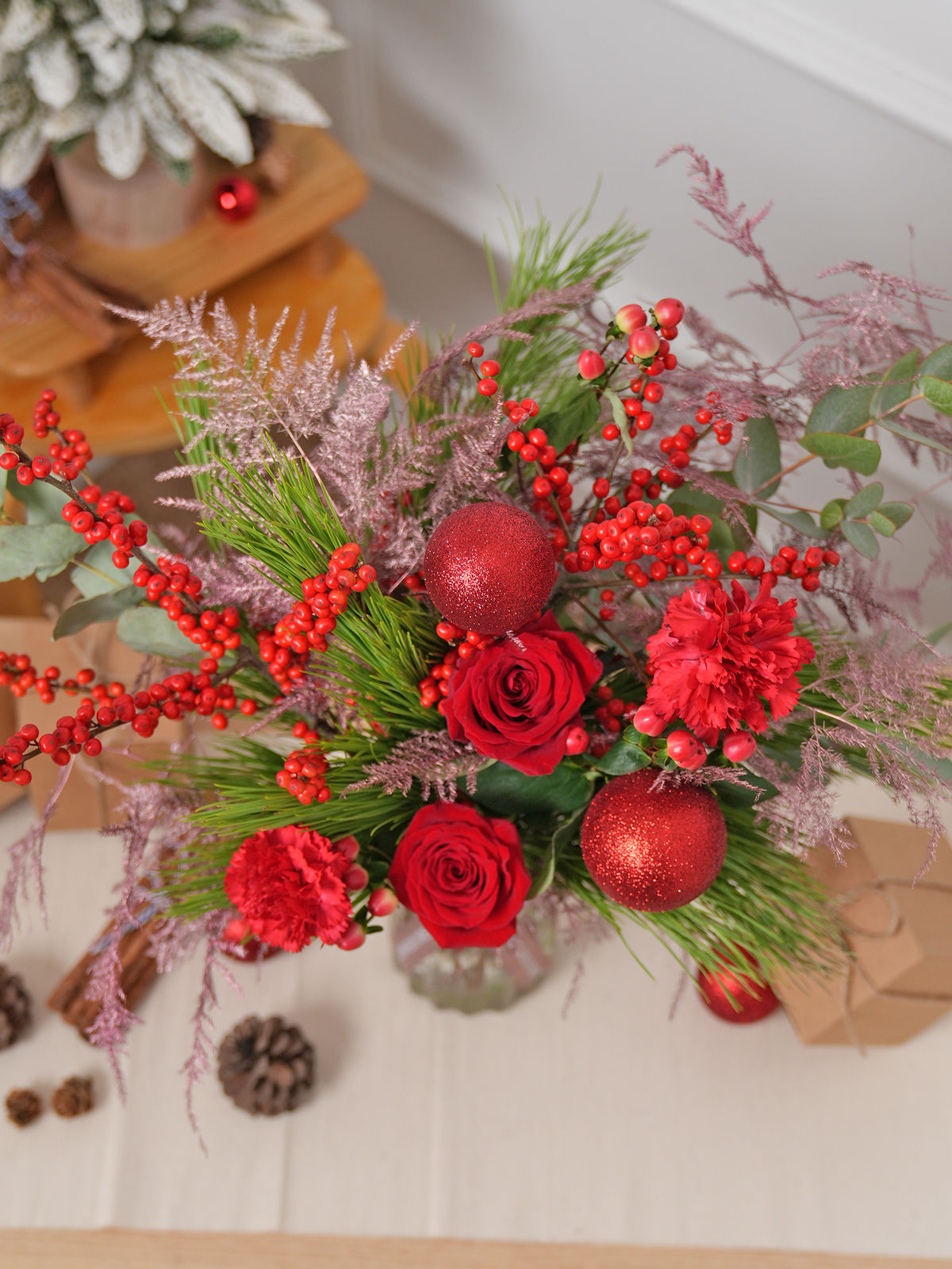 Berry Red Christmas Vase