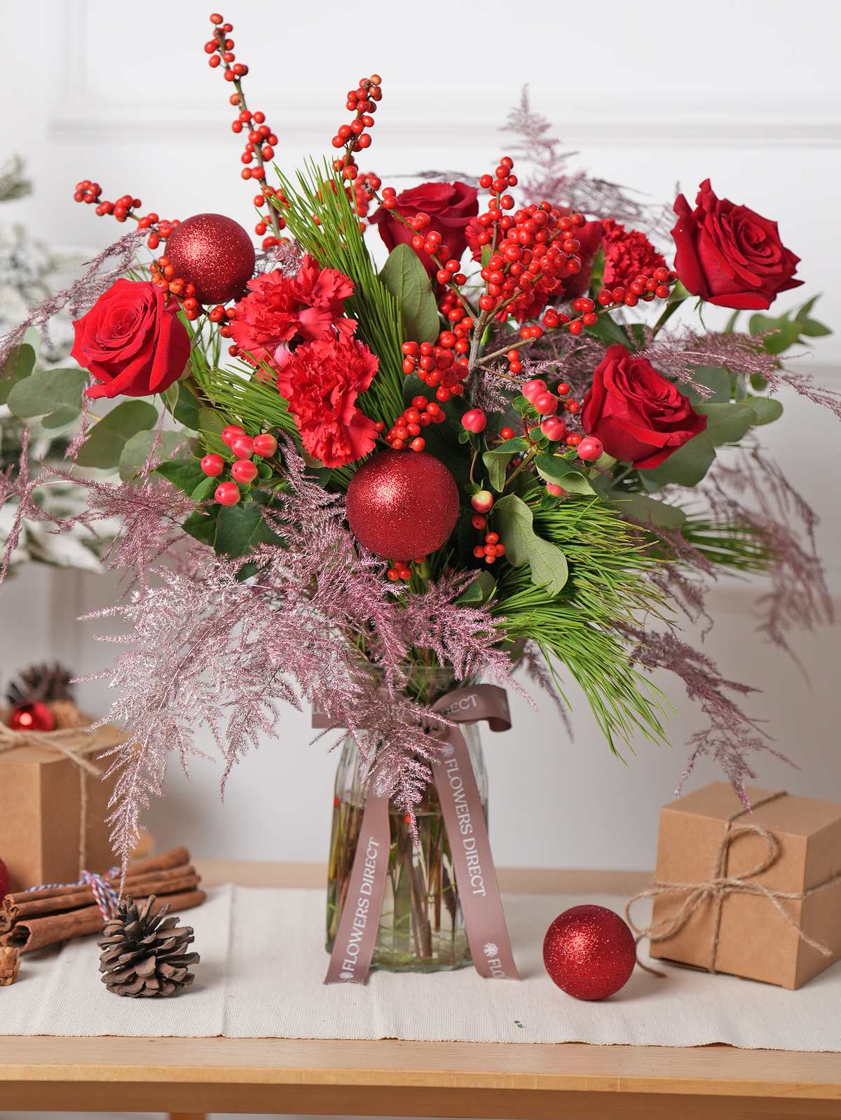 Berry Red Christmas Vase