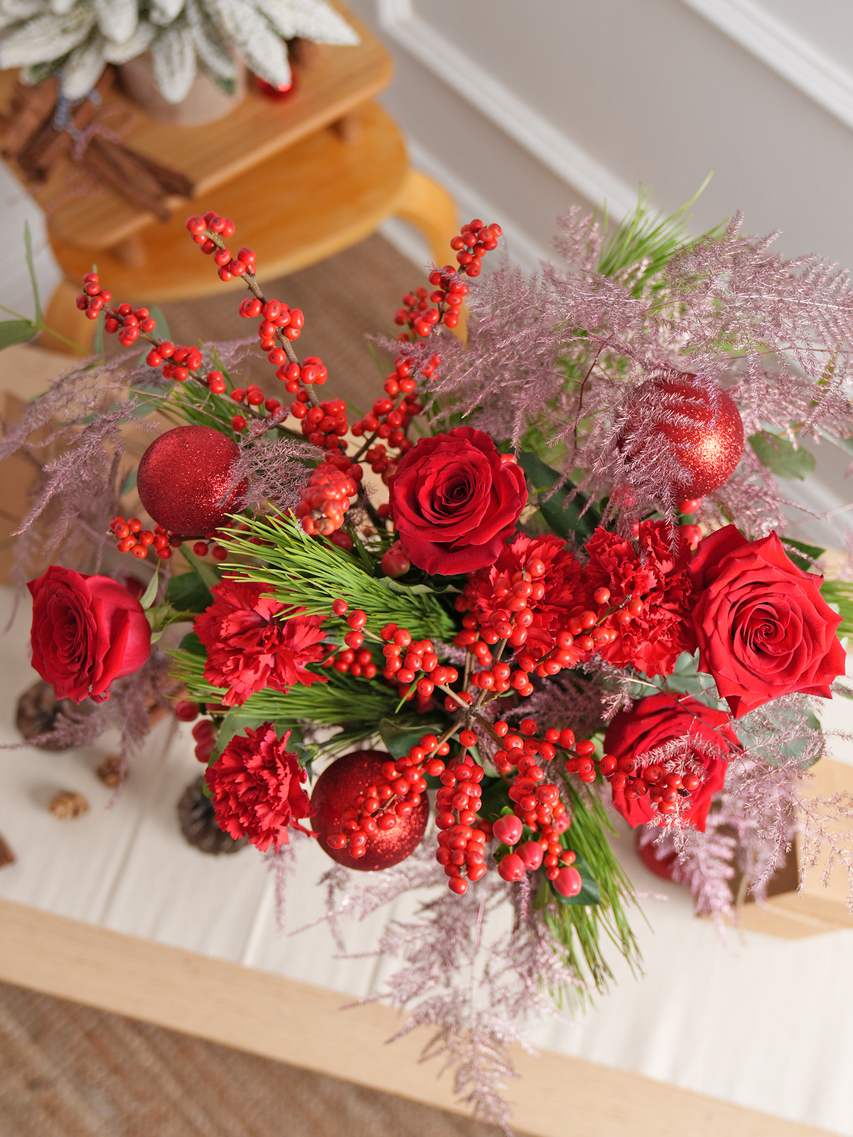 Berry Red Christmas Vase